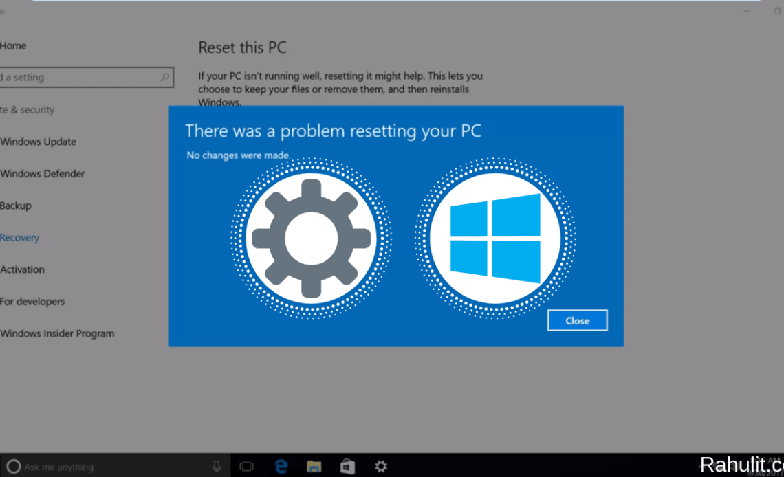There was a problem resetting your pc