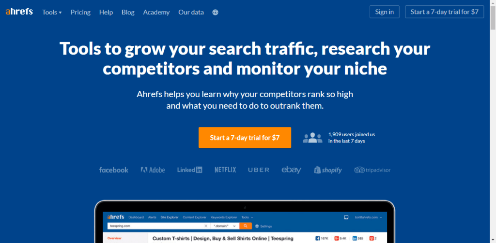 ahrefs screenshot